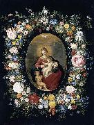 Jan Breughel Virgin and Child with Infant St John in a Garland of Flowers oil painting on canvas
